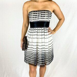 BCBGMAXAZRIA White Black Strapless Dress